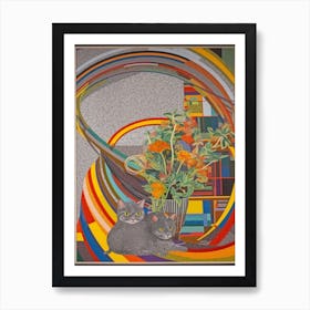 Heather With A Cat 1 Abstract Expressionist Art Print