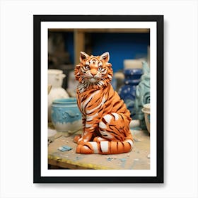 Tiger Illustration Sculpting Watercolour 4 Art Print