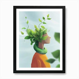 Man With Leaves On His Head 3 Art Print