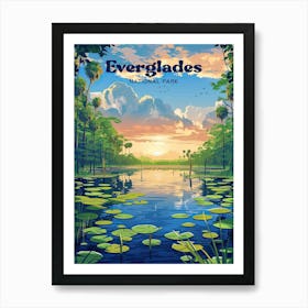 Everglades Florida National Park Digital Travel Illustration Art Print