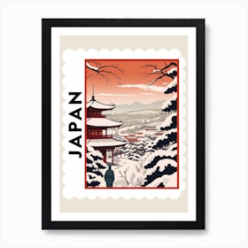 Retro Winter Stamp Poster Kyoto Japan 2 Art Print