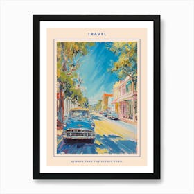 Retro American Town Brushstroke Painting Poster Art Print