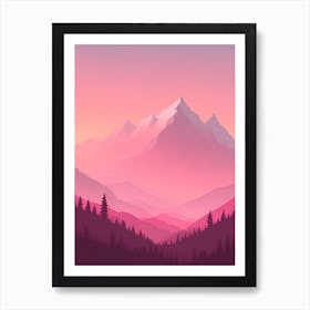 Misty Mountains Vertical Background In Pink Tone 47 Art Print