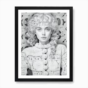 Crochet Jumper Black And White Art Print