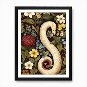 Floral Folk Serpent 1 Art Print