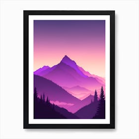 Misty Mountains Vertical Composition In Purple Tone 19 Art Print