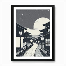 A Night Scene Of Lantern Lit Streets In Gion District Ukiyo-E Style 1 Art Print