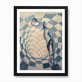 Figure In A Checkerboard Art Print