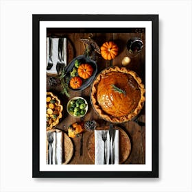 A Thanksgiving Feast Laid Out On A Rustic Wooden Table Is The Centerpiece Of An Epicurean Visual S (1) 2 1 Art Print