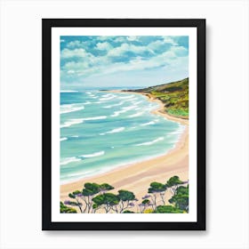 Apollo Bay Beach, Australia Contemporary Illustration 1  Art Print