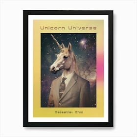 Unicorn In A Suit In Space Poster Art Print