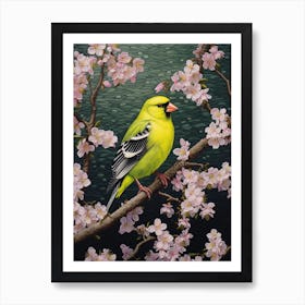 Ohara Koson Inspired Bird Painting American Goldfinch 1 Art Print