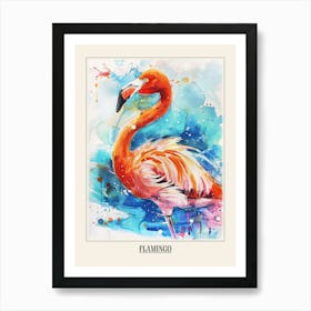Flamingo Colourful Watercolour 2 Poster Art Print