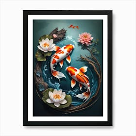 Koi Fish Yin Yang Painting (18) Art Print