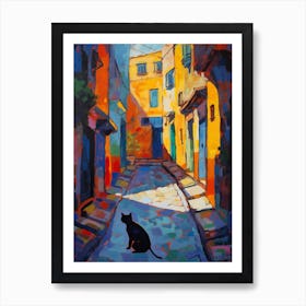 Painting Of Marrakech With A Cat In The Style Of Fauvism 3 Art Print