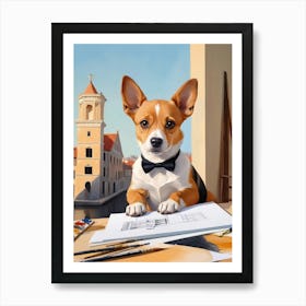 Cute Architect Dog Artist Pet Lover Art Print