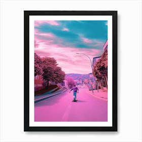 Skateboarding In Zurich, Switzerland Futuristic 2 Art Print