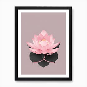 A Pink Lotus In Minimalist Style Vertical Composition 86 Art Print