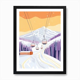 Stowe Mountain Resort   Vermont, Usa, Ski Resort Pastel Colours Illustration 2 Art Print