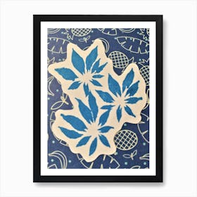 Blue Leaf Sticker Art Print