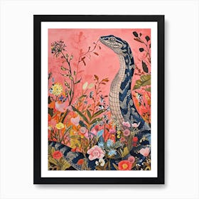 Floral Animal Painting Cobra 1 Art Print