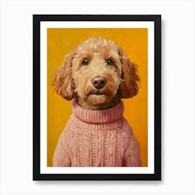 Goldendoodle In Pink Sweater 5 Art Print