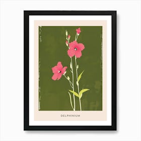 Pink & Green Delphinium 2 Flower Poster Art Print