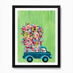 Delivering Joy In A Car Art Print