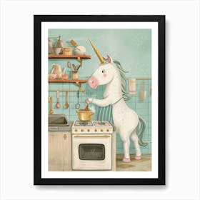 Pastel Unicorn Cooking In The Kitchen 2 Art Print