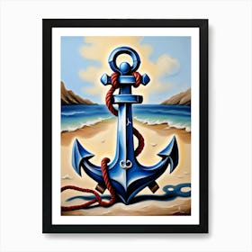 Ship anchor, Ropes, Oil painting 9 Art Print