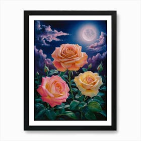 Roses In The Moonlight 1 Art Print