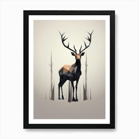 Deer Minimalist Abstract 4 Art Print