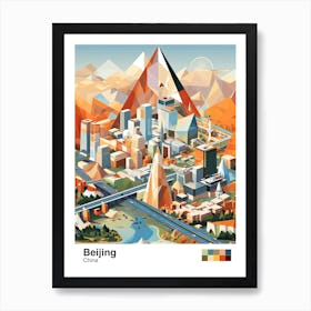 Beijing, China, Geometric Illustration 3 Poster Art Print