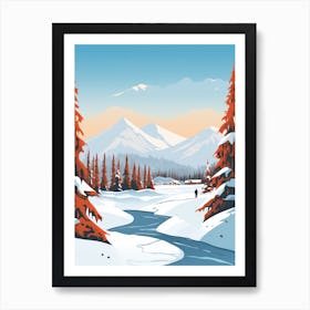 Retro Winter Illustration Banff Canada 1 Art Print