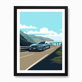 A Subaru Impreza In The Pacific Coast Highway Car Illustration 3 Art Print