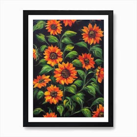 Sunflower Orange Still Life Oil Painting Flower Art Print