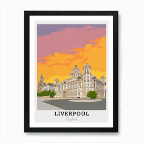 Liverpool At Sunset Travel Art Print