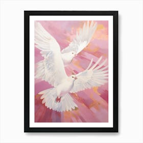 Pink Ethereal Bird Painting Pigeon 1 Art Print