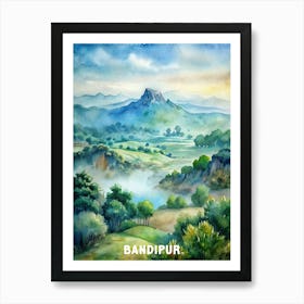 Bandipur National Park Watercolor Painting Art Print