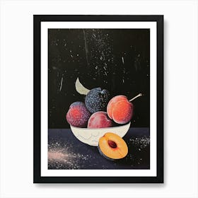 Art Deco Plums In A Bowl Art Print