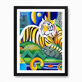 Tiger In The Moonlight Abstract Art Print