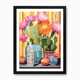 Cactus Painting Maximalist Still Life Trichocereus Cactus 4 Art Print