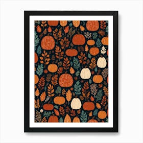 Autumn Leaves Seamless Pattern 1 Art Print