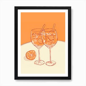 Cocktail Aperol Drawing Art Print