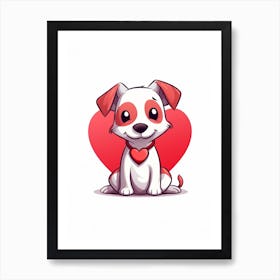 Cute Dog Heart Cartoon 3 Art Print