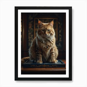 Cat Sitting On A Book Art Print