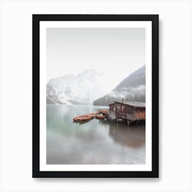 Boat House On Lake Art Print