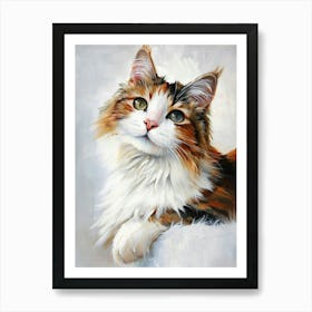 Japanese Bobtail Cat Painting 3 Art Print