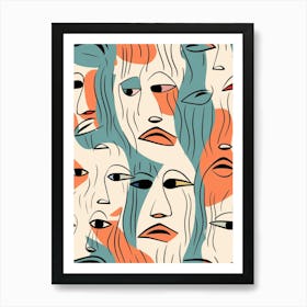 Modern Abstract Face Line Illustration 3 Art Print