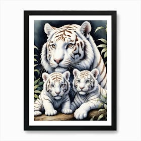 White Tiger Family 1 Art Print